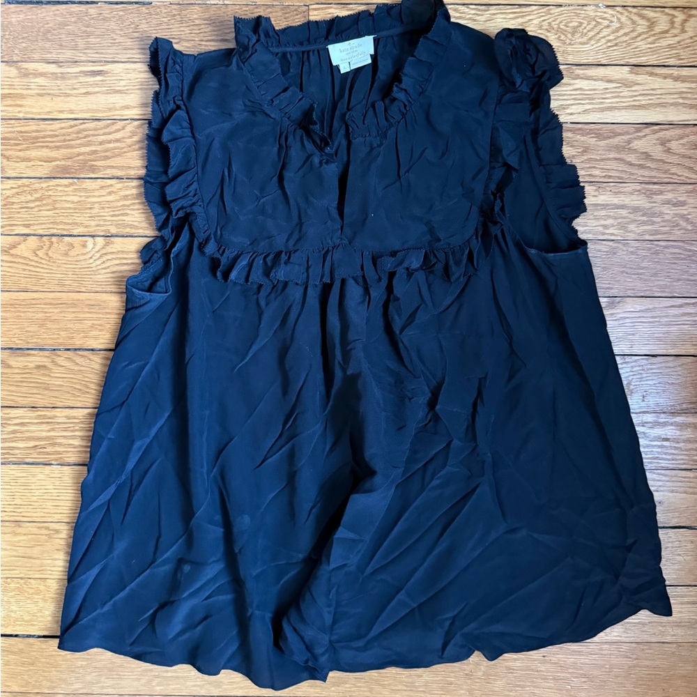 kate spade Black Ruffle Blouse - Size Large
